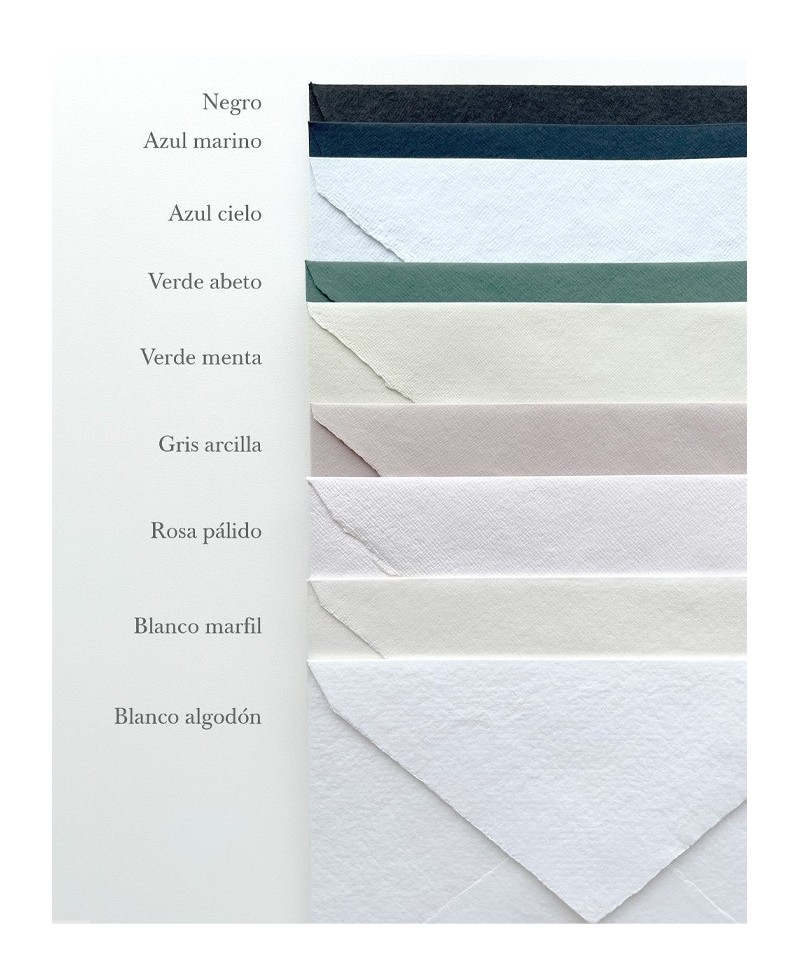 Catálogo de colores sobres premium artesanales