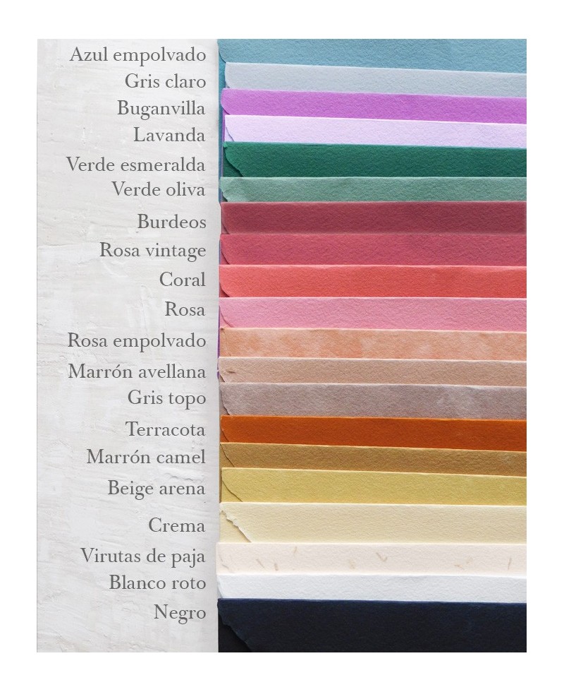 Color chart handmade envelopes