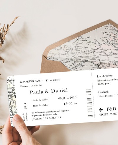 Themed wedding invitation travel