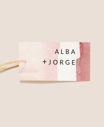 Étiquette de mariage rectangulaire horizontale en terre cuite