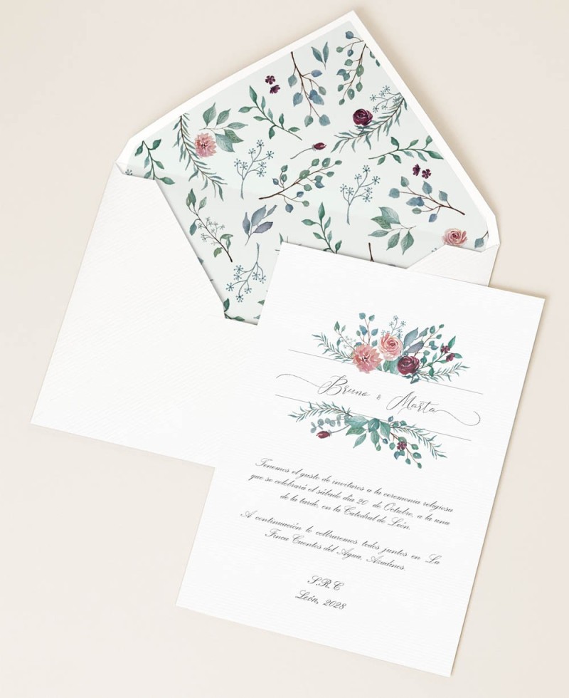 Invitaciones para bodas colección botánica