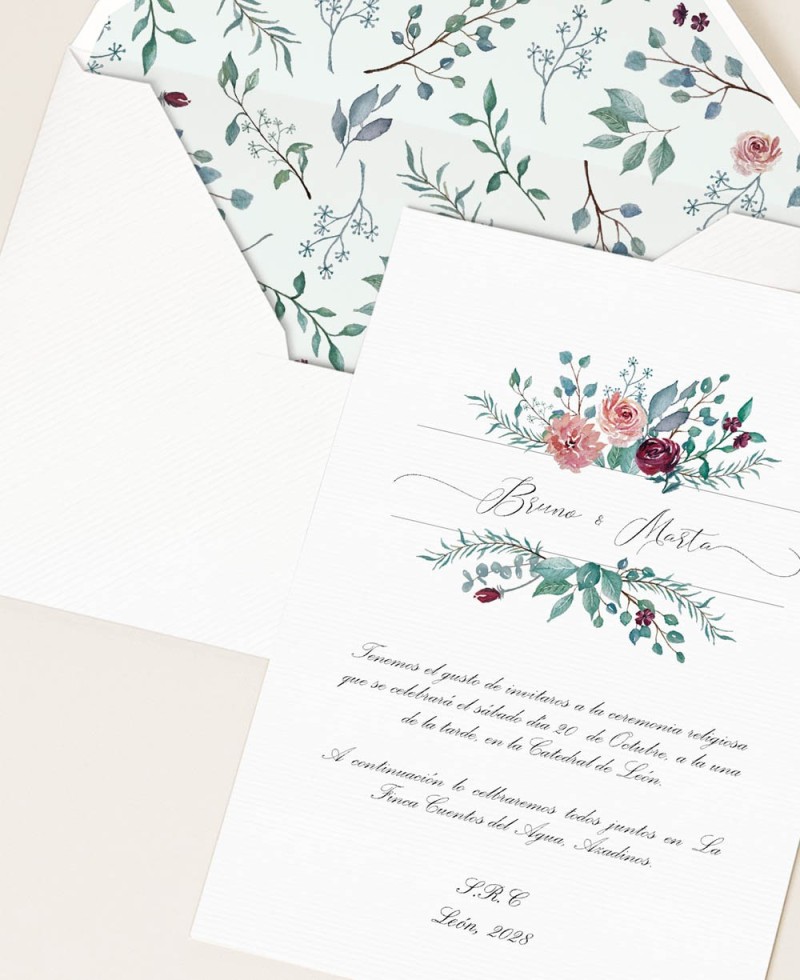 Papelería floral para bodas elegantes