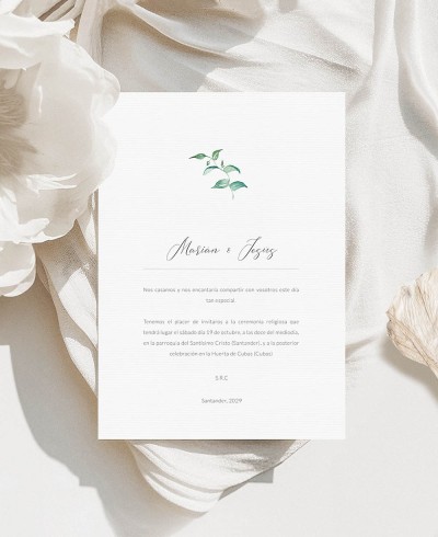 Invitación boda hiedra y brezo