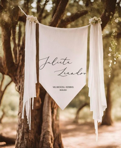 Banderola textil personalizada para bodas