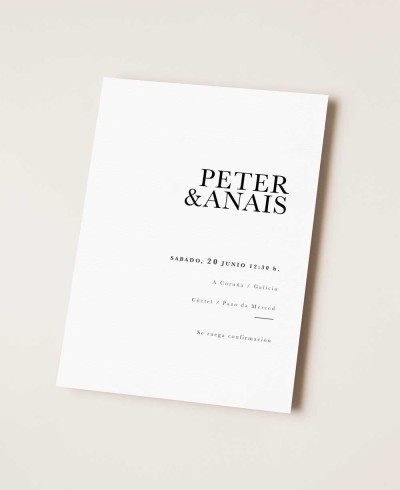 Tarjetón estilo minimalista invitación de boda