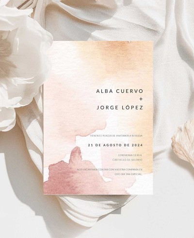 Convite do casamento da aquarela da terracota