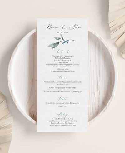 Minuta para bodas rama olivo
