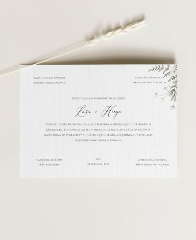 Invitación de boda invierno tarjetón clásico horizontal