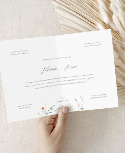 Invitación de boda díptico clásico verano