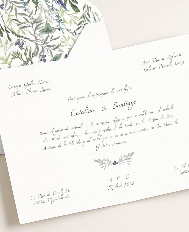 Papelería para bodas botánica elegante y clásica