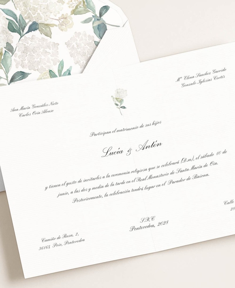 Hortensias de papeterie de mariage traditionnels et classiques