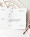 Invitación de boda clásica díptico hortensias