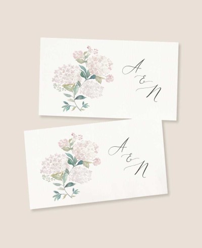 Pegatina rectangular para detalles de boda hortensias rosas