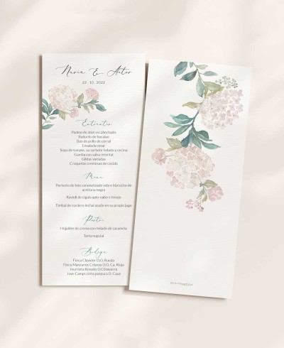 Minuta de bodas elegante colección botánica