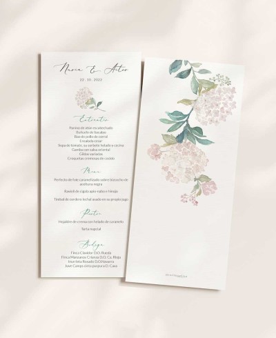 Minuta de bodas elegante colección botánica