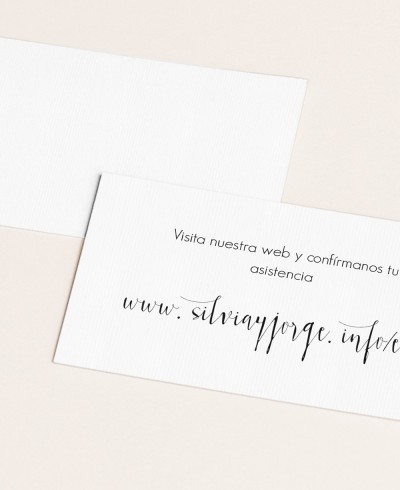 Tarjetas web de contactos para boda blanco y negro
