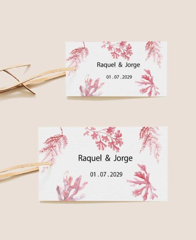 Größen Rechteckige Korallenriff Hochzeitsetiketten