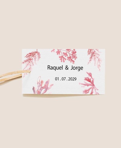 Etiquette rectangulaire pour mariages collection marin corail