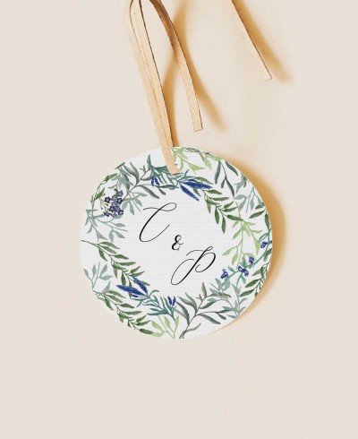 Étiquette circulaire pour les mariages de jacinthes sauvages