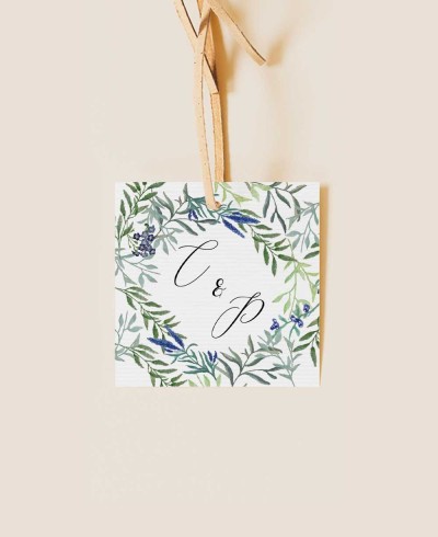 Étiquette carrée pour les cadeaux de mariage jacinthe sauvage