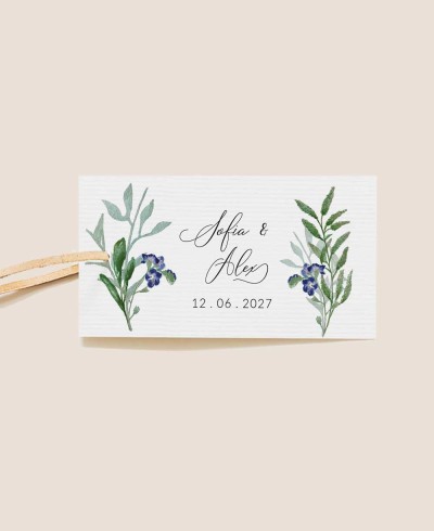 Étiquette rectangulaire pour les cadeaux de mariage jacinthes sauvages