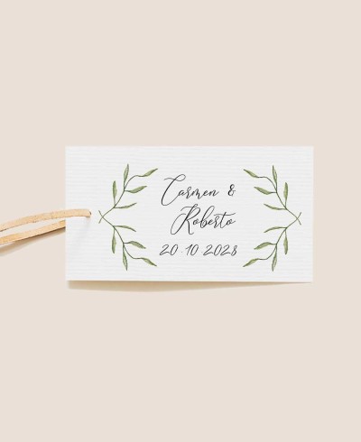 Étiquette rectangulaire pour détails de noces d’olivier