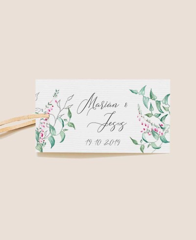 Etiquette rectangulaire lierre et bruyère