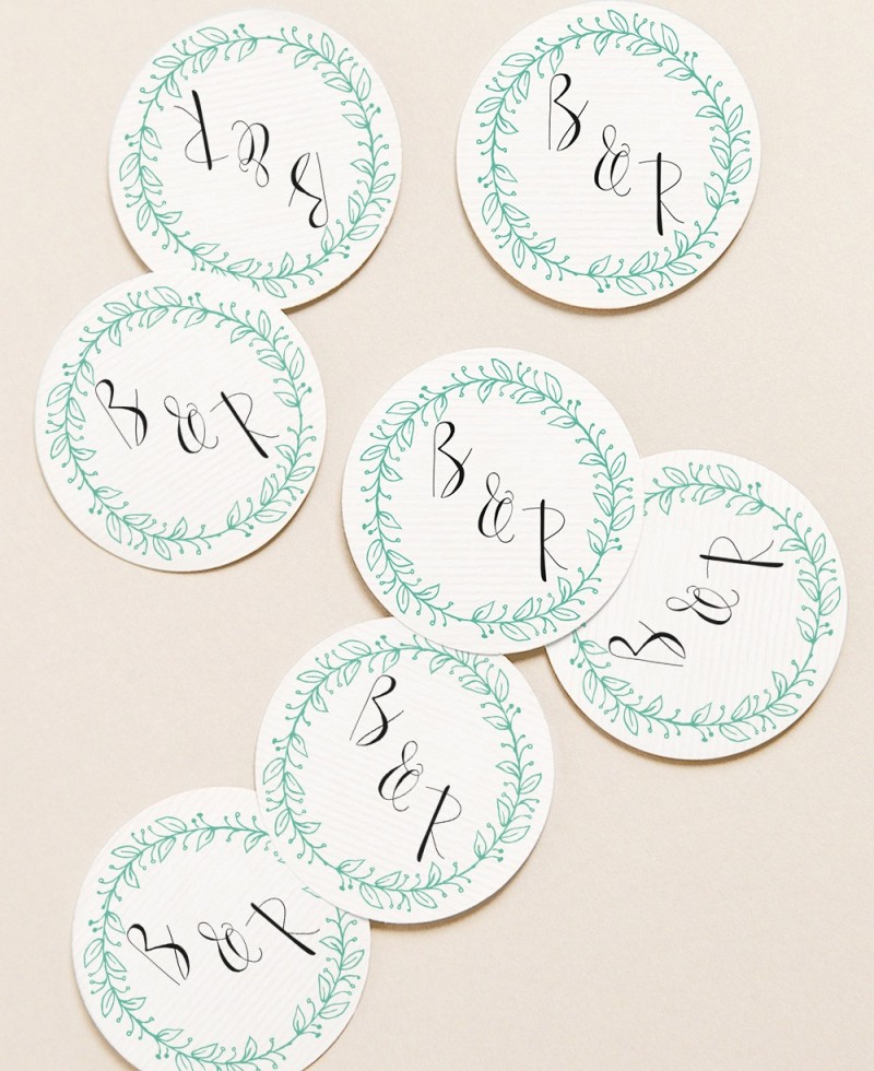 Pegatinas redondas para regalos de boda minimalistas