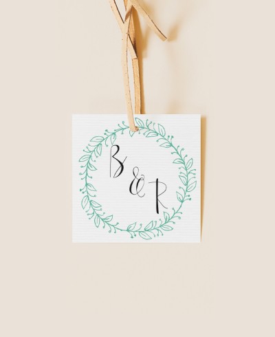 Etichette quadrate per regali di nozze minimalisti