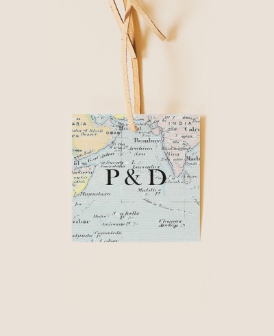 Etiqueta quadrada para mapa de coleção de detalhes de casamento