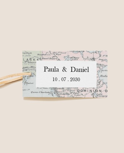 Etiqueta rectangular para recuerdos de boda colección temática