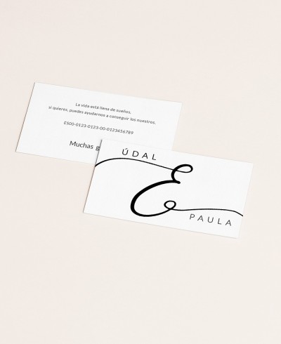 Wedding list cards for account number minimal collection Paris